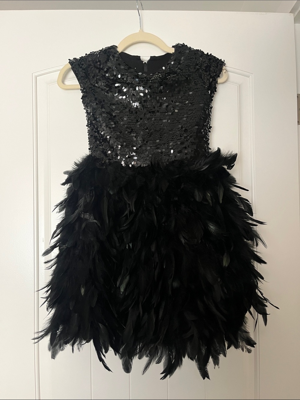 Chasing Fireflies Black Sequin & Feather Dress